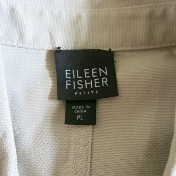 Eileen Fisher Button Down Long Sleeve Padded Shoulder Jacket - Size Petite Large - Picture 4 of 5